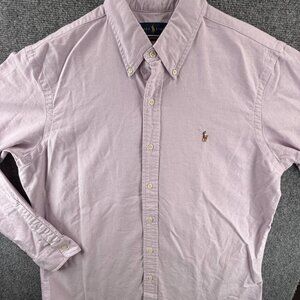 Ralph Lauren OCBD Purple Size Large Custom Fit Long Sleeve Cotton Men Pony Logo